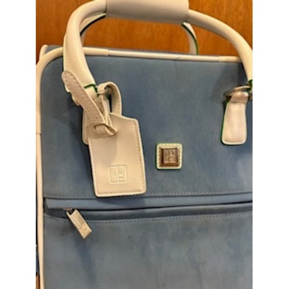 Diane von Furstenberg Rolling Suitcase Blue White Trim Carry On Luggage 19 Inch - Picture 2 of 15